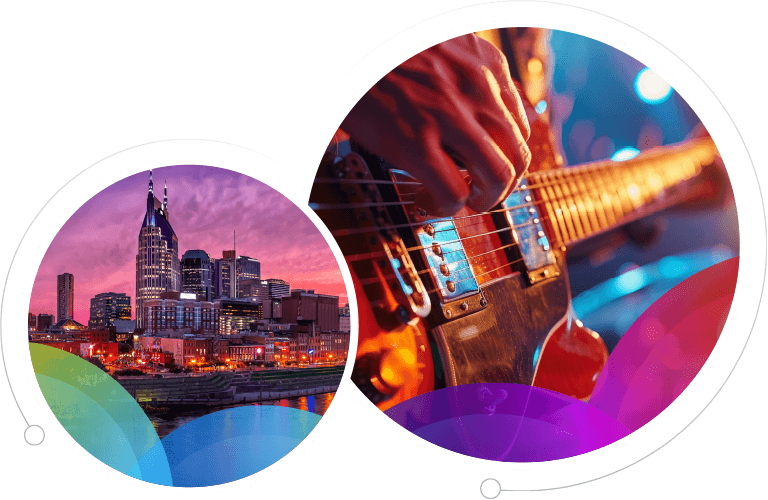 Nashville cityscape and guitar player